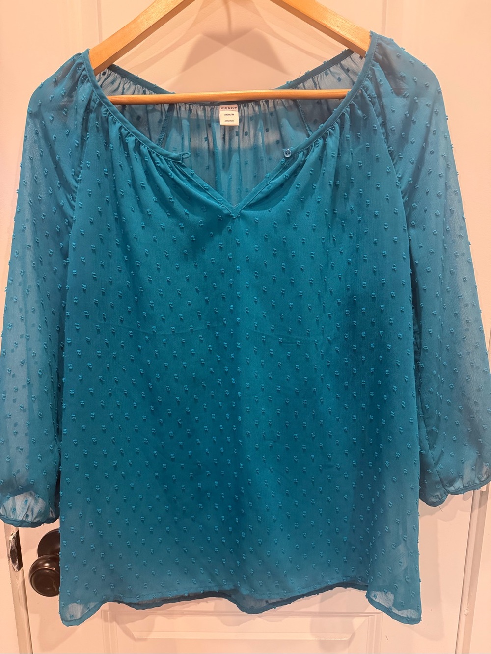 Old Navy Teal Textured Peasant Blouse